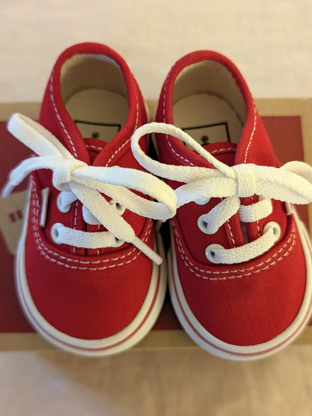 Vans Authentic Red Canvas Toddler Lace-Up Shoes